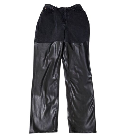 Abercrombie‎ Jeans 28 Black 90s Straight Ultra High Rise Mixed Fabric Curve Love - Picture 1 of 9